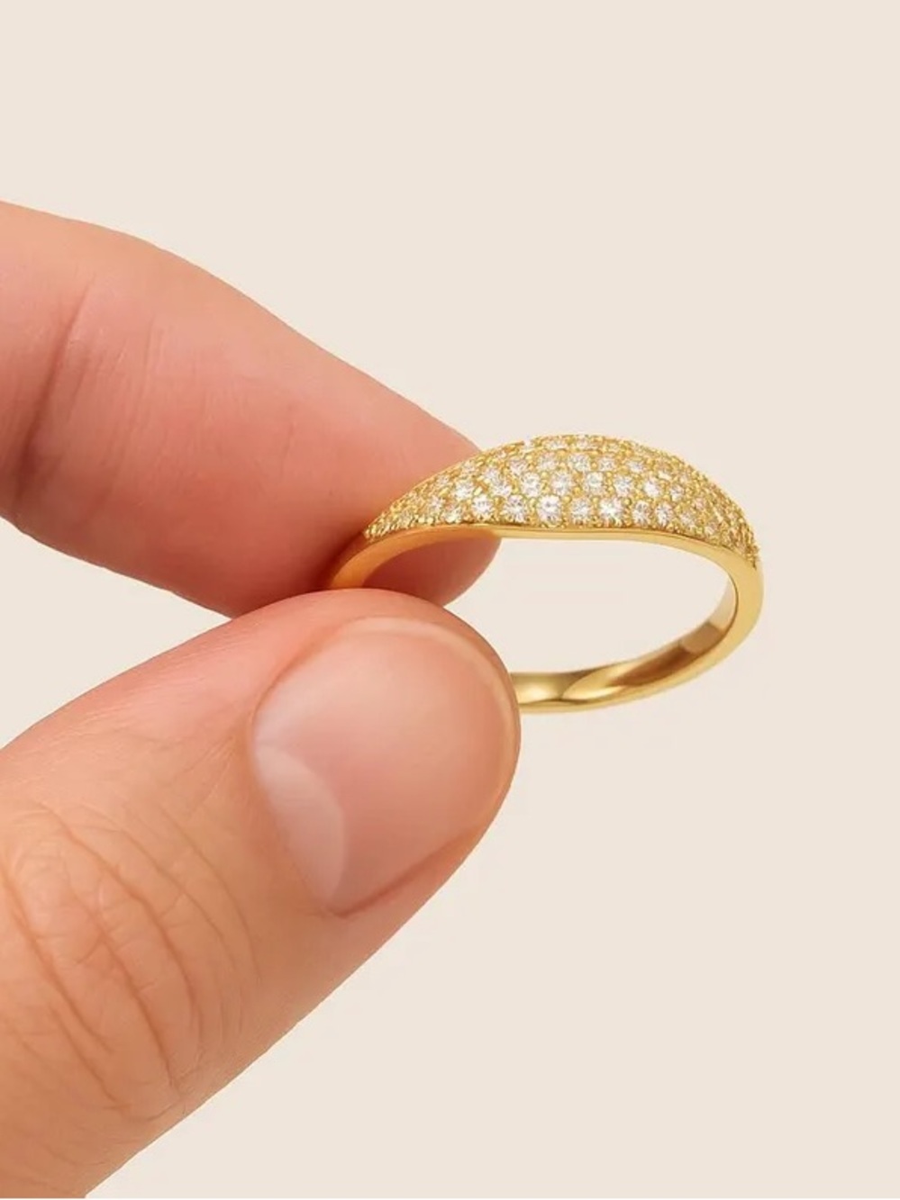 Gold Pavé Dome Ring - Women Jewelry